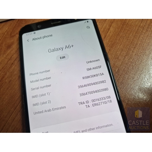 66 - 2 x Samsung Mobile Phones; Galaxy A7 and Galaxy A6+, * Both Tested and Working, Both A/F, One Screen... 