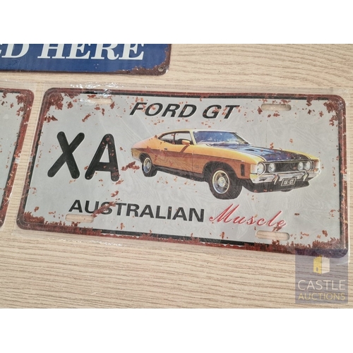 74 - 3 x Reproduction Pressed Metal Vintage Style Ford Advertising Signs, (Approx. Max. 30 x 20cm), (3)