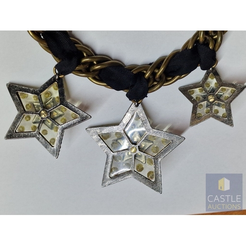 47 - LANVIN Paris, 'Altair Star Necklace', a Striking Piece with 3 x Large Crystal Set Star Shaped Pendan... 