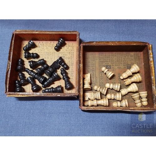 68 - Vintage Chinese Chess Set; Decorative Red Lacquered Wooden  Box Adorned with Dragon and Phoenix Moti... 