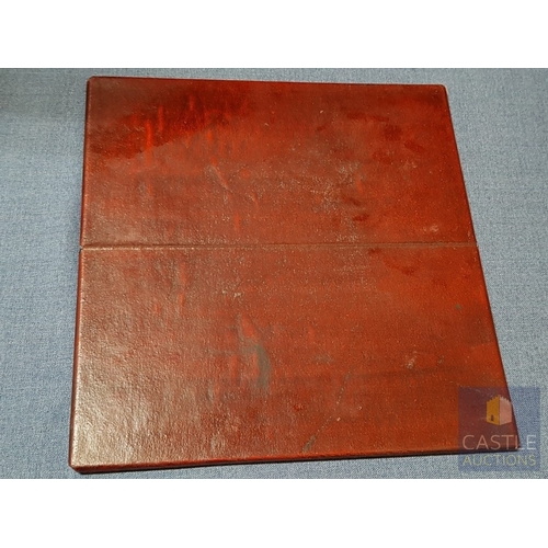 68 - Vintage Chinese Chess Set; Decorative Red Lacquered Wooden  Box Adorned with Dragon and Phoenix Moti... 