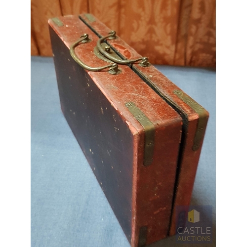 68 - Vintage Chinese Chess Set; Decorative Red Lacquered Wooden  Box Adorned with Dragon and Phoenix Moti... 