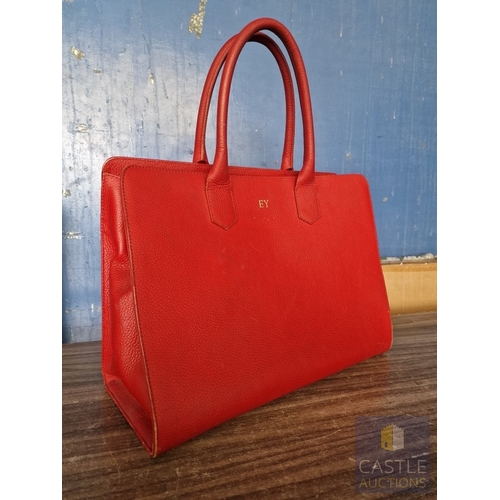 80 - Red Leather Ladies Handbag, by 'Mon Purse', Made in Europe