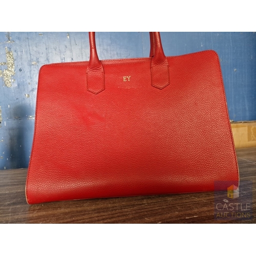 80 - Red Leather Ladies Handbag, by 'Mon Purse', Made in Europe