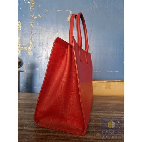 80 - Red Leather Ladies Handbag, by 'Mon Purse', Made in Europe
