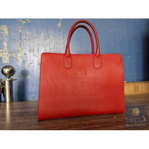 80 - Red Leather Ladies Handbag, by 'Mon Purse', Made in Europe