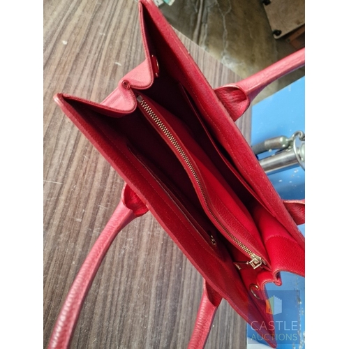 80 - Red Leather Ladies Handbag, by 'Mon Purse', Made in Europe