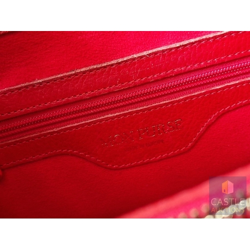 80 - Red Leather Ladies Handbag, by 'Mon Purse', Made in Europe