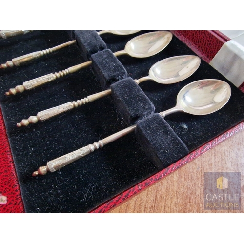 49 - Set of 6 x Vintage Silver Tea / Desert Spoons with Decorative Handles, (Approx. L: 14cm, Total Weigh... 