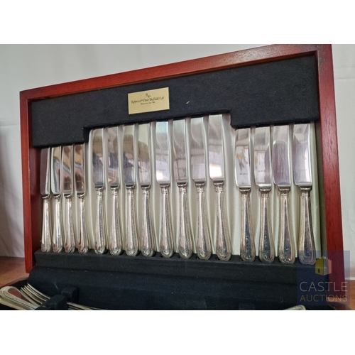 50 - 'Roberts & Dore' Silver Plated Canteen of Cutlery; 8-Place / 8-Person Set with Dinner Knives, Forks ... 