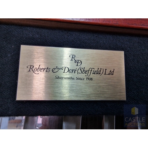 50 - 'Roberts & Dore' Silver Plated Canteen of Cutlery; 8-Place / 8-Person Set with Dinner Knives, Forks ... 