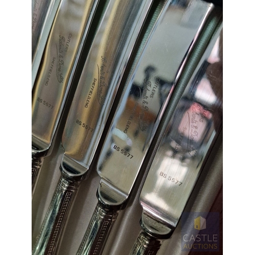 51 - 'Roberts & Dore' Silver Plated Canteen of Cutlery; 8-Place / 8-Person Set with Dinner Knives, Forks ... 