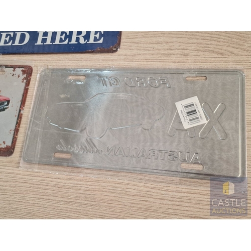 21 - 3 x Reproduction Pressed Metal Vintage Style Ford Advertising Signs, (Approx. Max. 30 x 20cm), (3)