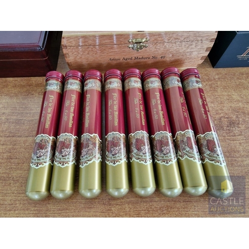 56 - Collection of 7 x Assorted Cigar Boxes; Decorative Cedar Wood Boxes with Hinged Lids, Together with ... 