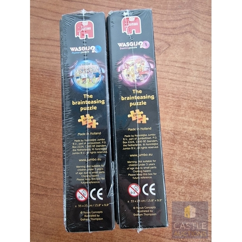 29 - 2 x WASGIJ Destiny Puzzles; Dog Show and Road Trip, Unused / Un-opened in Original Plastic, 150pcs E... 