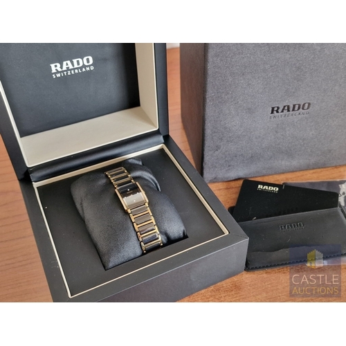 43 - RADO Diastar Jubile Ladies Wrist Watch, Stainless Steel and 18ct Gold Case with Black Face and Diamo... 