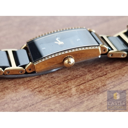 43 - RADO Diastar Jubile Ladies Wrist Watch, Stainless Steel and 18ct Gold Case with Black Face and Diamo... 