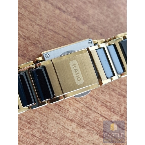 43 - RADO Diastar Jubile Ladies Wrist Watch, Stainless Steel and 18ct Gold Case with Black Face and Diamo... 