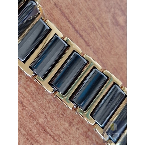 43 - RADO Diastar Jubile Ladies Wrist Watch, Stainless Steel and 18ct Gold Case with Black Face and Diamo... 