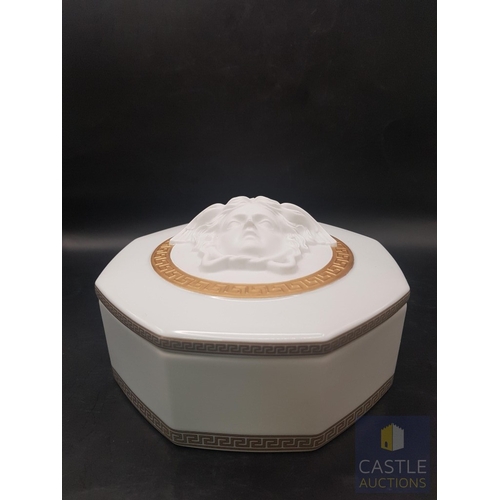 67 - A Contemporary Rosenthal Studio- Line Versace Gorgona Bisque Hexagonal Trinket Box with Lid Decorate... 