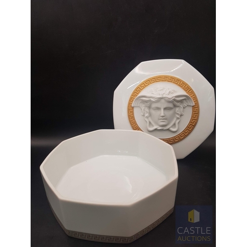 67 - A Contemporary Rosenthal Studio- Line Versace Gorgona Bisque Hexagonal Trinket Box with Lid Decorate... 