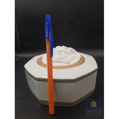 67 - A Contemporary Rosenthal Studio- Line Versace Gorgona Bisque Hexagonal Trinket Box with Lid Decorate... 
