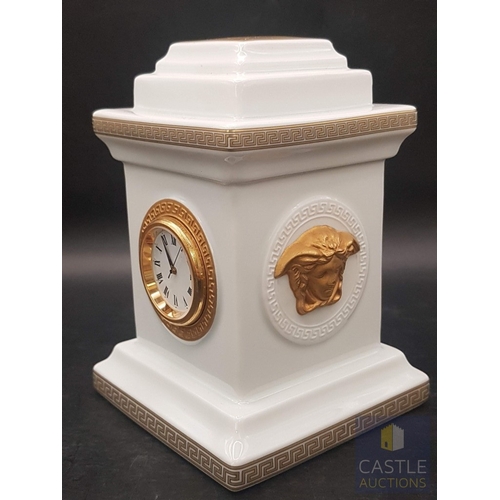 68 - A contemporary Rosenthal Studio-Line Versace Gorgona Bisque Mantel Clock, Applied to one side with a... 