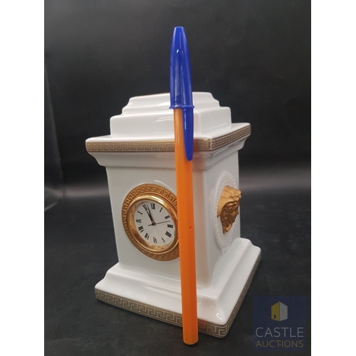 68 - A contemporary Rosenthal Studio-Line Versace Gorgona Bisque Mantel Clock, Applied to one side with a... 