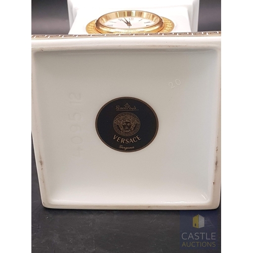 68 - A contemporary Rosenthal Studio-Line Versace Gorgona Bisque Mantel Clock, Applied to one side with a... 