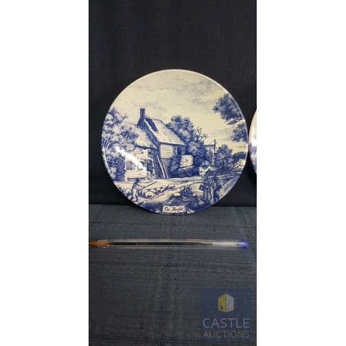 401 - 3 x Wall Plates By The Dutch Company In Typical Delftware Style.