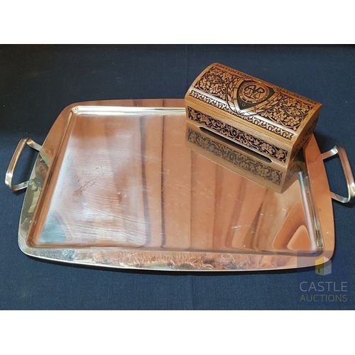 677F - Large  Silver Tone Tray with a Commemorative Inscription; ' Happy Birthday to the Apollon Footballer... 