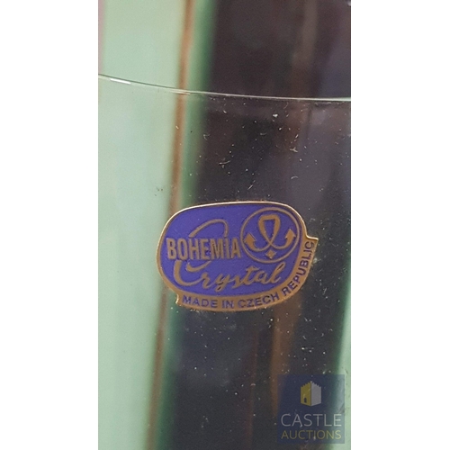 678F - 2 x Modern BOHEMIA Crystal Vase - Narrow Cylinder Shape, Made in Czech Republic (Approx. H: 24cm Ø: ... 