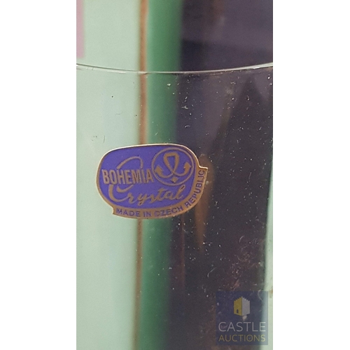 678F - 2 x Modern BOHEMIA Crystal Vase - Narrow Cylinder Shape, Made in Czech Republic (Approx. H: 24cm Ø: ... 