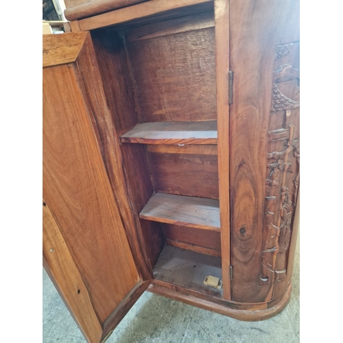 681C - Chinese Bar / Drinks Cabinet with Decorative Oriental Tree  Carvings, Lift Up Hinged Top with Openin... 