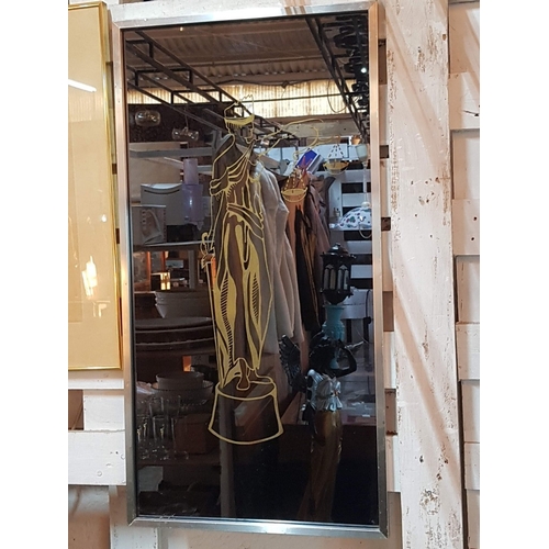 682C - Lady Justice on The Mirrored Glass, Framed (Approx. 44cm x 85cm).