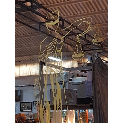 682C - Lady Justice on The Mirrored Glass, Framed (Approx. 44cm x 85cm).