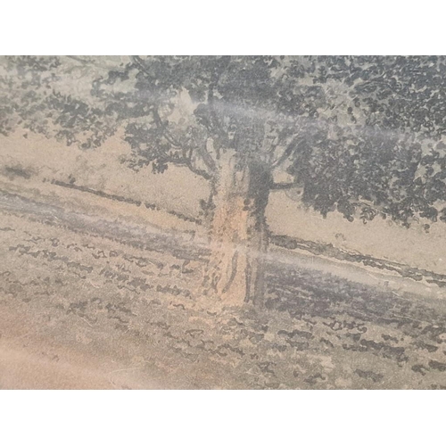 682E - Framed Aquatint Etching of Countryside, Numbered and Signed by Listed Indian Artist 'Kaiko Moti' (19... 