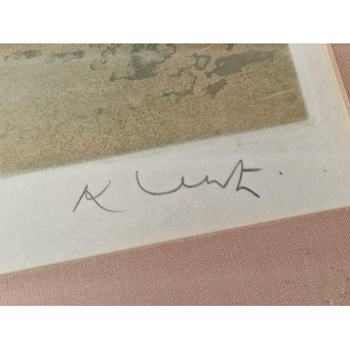 682E - Framed Aquatint Etching of Countryside, Numbered and Signed by Listed Indian Artist 'Kaiko Moti' (19... 