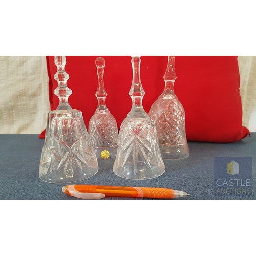 684F - 4 x Cut Glass  / Crystal Bells. A/F