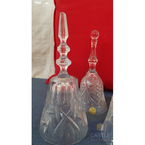 684F - 4 x Cut Glass  / Crystal Bells. A/F