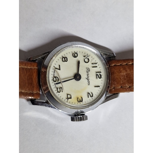 685E - 2 x Vintage Ladies Wrist Watches; 'Paragon' Swiss Made, Manual Wind, on Brown Leather Strap, and 'Je... 
