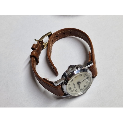 685E - 2 x Vintage Ladies Wrist Watches; 'Paragon' Swiss Made, Manual Wind, on Brown Leather Strap, and 'Je... 