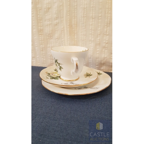 686F - Crown Trent Staffordshire Fine Bone China Teacup & Side Plate Together With A Pair Of 25th Anniversa... 