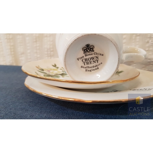 686F - Crown Trent Staffordshire Fine Bone China Teacup & Side Plate Together With A Pair Of 25th Anniversa... 