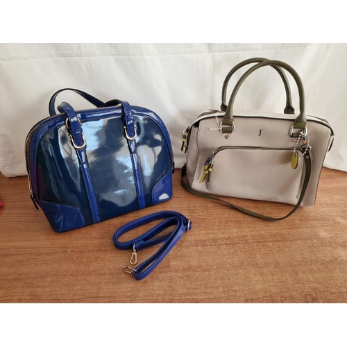 688B - 2 x Ladies Handbags; 'Jasper Conran' Beige Colour with Brown Handles & Strap, Yellow Zip Attachments... 