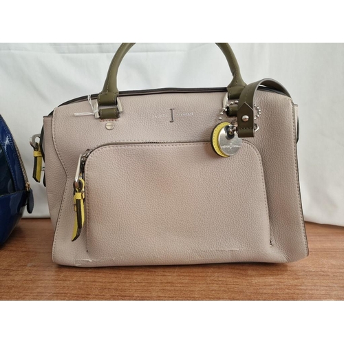 688B - 2 x Ladies Handbags; 'Jasper Conran' Beige Colour with Brown Handles & Strap, Yellow Zip Attachments... 