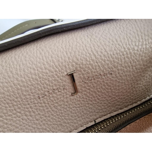 688B - 2 x Ladies Handbags; 'Jasper Conran' Beige Colour with Brown Handles & Strap, Yellow Zip Attachments... 