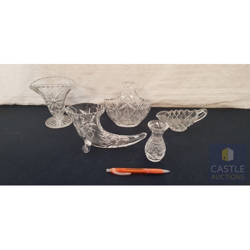 689F - 5 x Vintage Pressed or Cut Glass Serving Condiments.