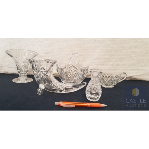 689F - 5 x Vintage Pressed or Cut Glass Serving Condiments.