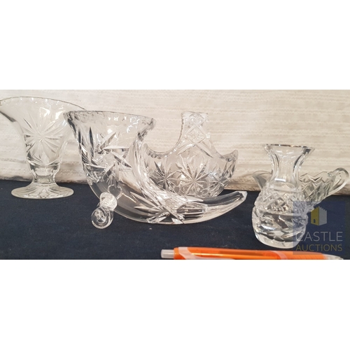 689F - 5 x Vintage Pressed or Cut Glass Serving Condiments.